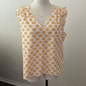 NWT J. CREW Sleeveless Ruffle Top Marigold Size Large - SO CLASSY!